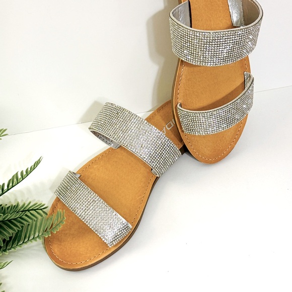 SODA Sparkle Sequin Shine Double Strap Slip On Sandals NWT Sz 7 - Picture 8 of 8